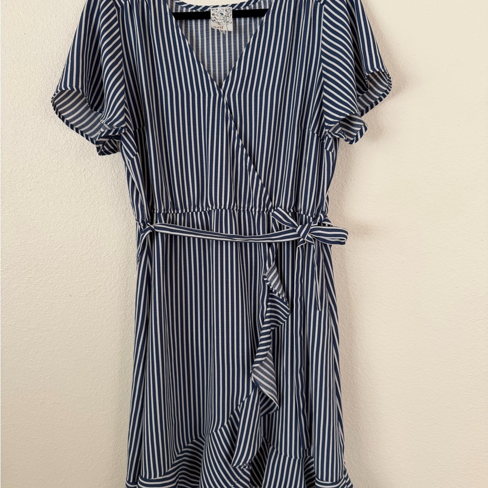 NAIF Navy and White Asymmetrical Dress  D023